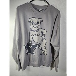 Yale University Long Sleeve Sweater Men's Size Medium Bulldog Grey College Y2K